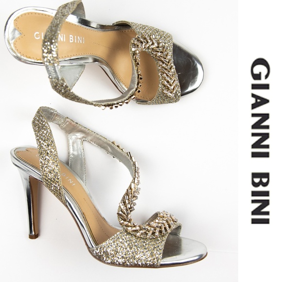 Gianni Bini Shoes - Gianni Bini Gold Silver Rhinestone Glitter Heels 6